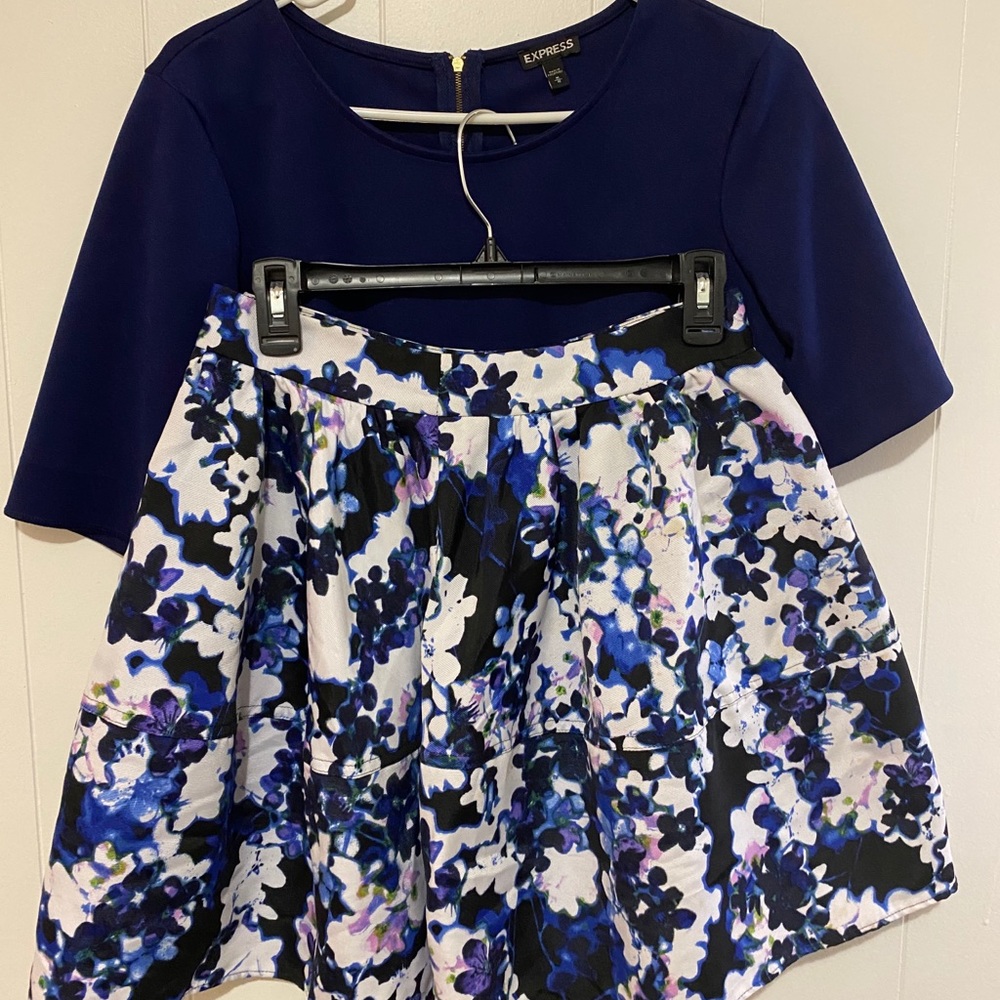 Crop top and flare skirt.